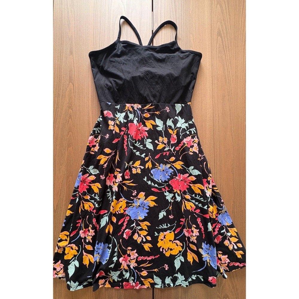 Pact Organic Cotton Floral Fit & Flare Midi Dress Black Multi XXXL Shelf Bra